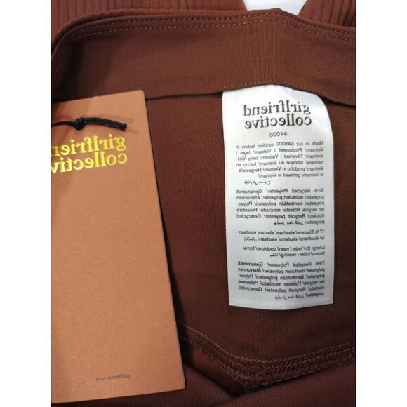 High-Waisted Rust Brown Ribbed Leggings - Girlfriend Collective - Womens Size M. - Picture 4 of 7